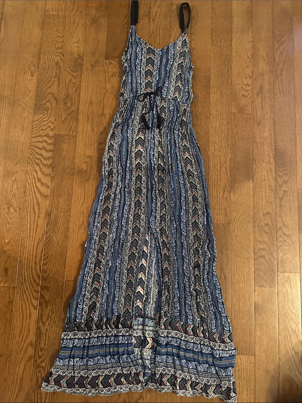Band of Gypsies Blue Striped Boho Maxi Dress